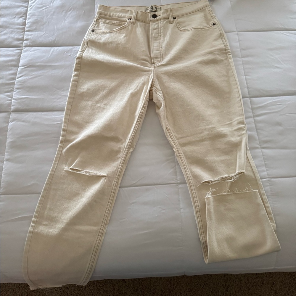 Free People NWT Cream Straight Leg Jeans - sz 31